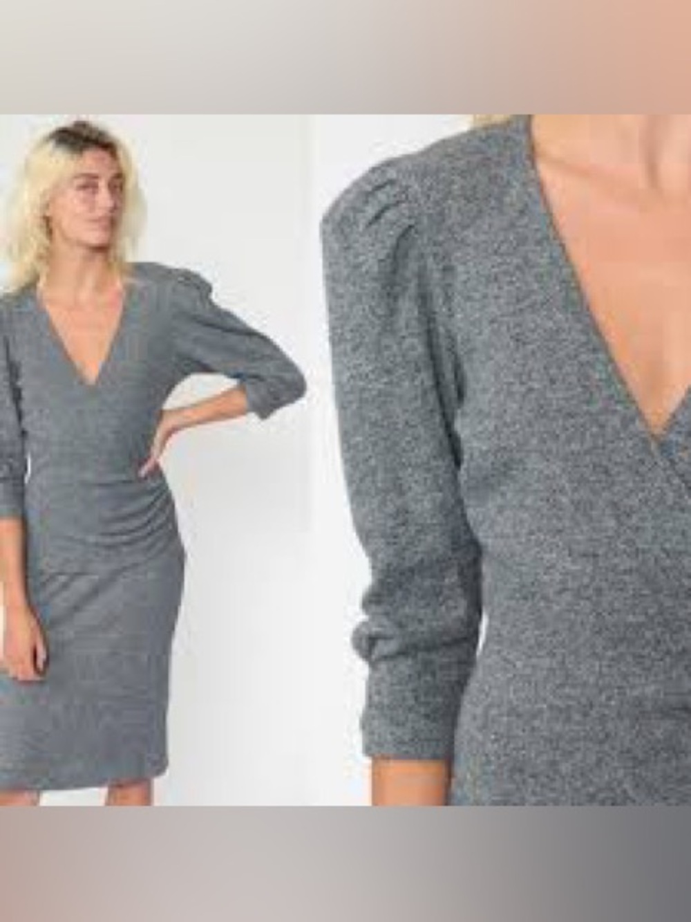 Vintage 80's Fredrick's of Hollywood Wiggle Wrap Dress Grey Size 11/12 M